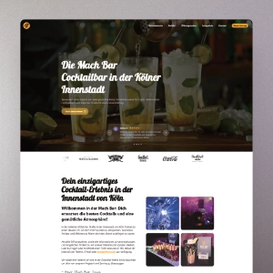 Design for a cocktail bar website with interactive menu